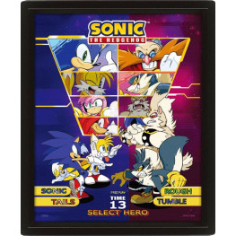 Sonic The Hedgehog 3D Lenticular Framed plagát Select Your Fighter 26 x 20 cm